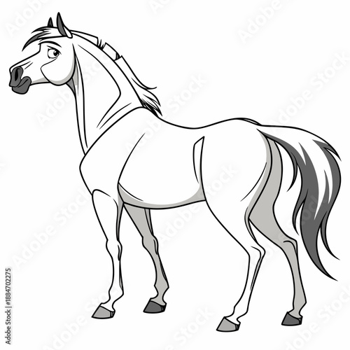 Realistic Horse Vector Illustration Isolated on White