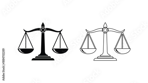 Scales of justice a black and white illustration of balance and law