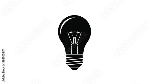Simple black and white illustration of a classic light bulb design