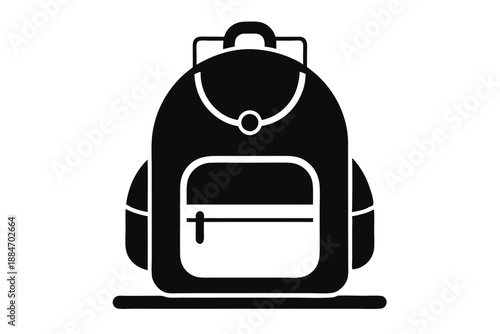 backpack silhouette line art vector illustration with a white background