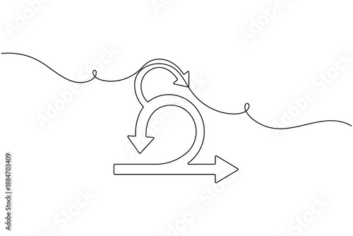 Data agility sprint icon continuous one line drawing on white background focusing on fast adaptation and modern business symbol outline vector illustration