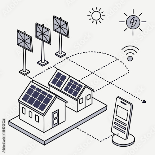 Smart Solar Grid Monitoring Conceptual Vector Illustration