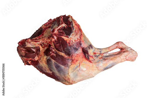 beef rear thigh on a transparent background in close-up