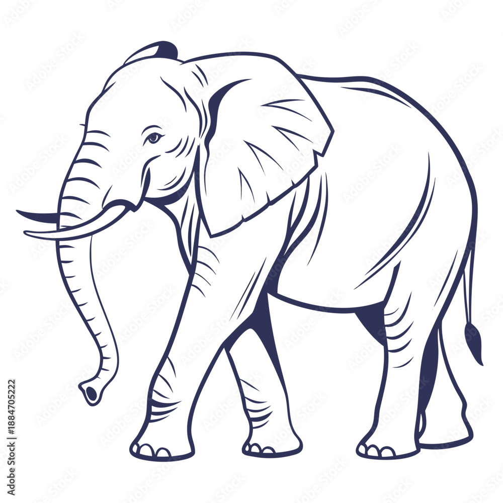 Obraz premium Clean Minimalist Elephant Icon in Modern Vector Style