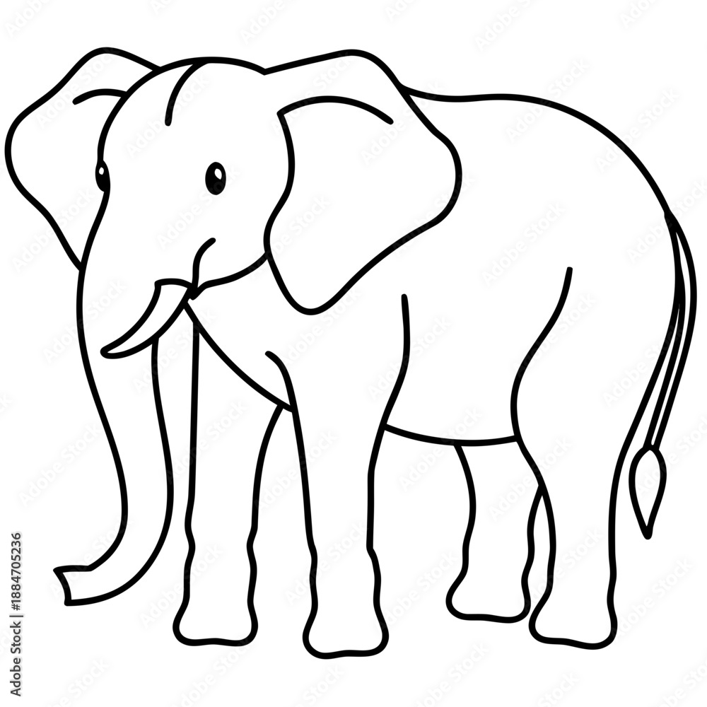 Fototapeta premium Simple Elephant Outline Illustration for Coloring or Logos