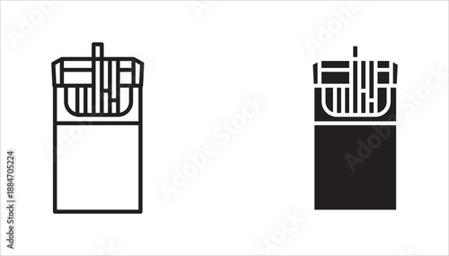 A pack of cigarettes or cigarette box vector icon set,  for apps and websites on white background