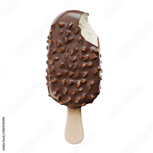 Φωτογραφία Bitten Chocolate Nut Ice Cream Bar Isolated On White