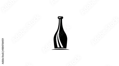 A black and white, minimalist illustration of a slender bottle, seemingly for an alcoholic beverage