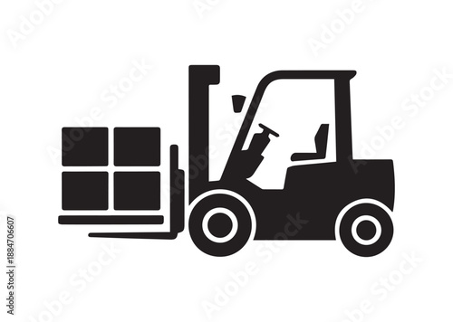 Forklift Icon, Editable Solid Vector Illustration