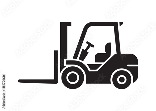 Forklift Icon, Editable Solid Vector Illustration