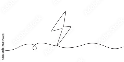 Lightning icon vector. electric sign and symbol. power icon. energy sign continuous line drawing doodle, Lightning Bolt Continuous Line Art Illustration, Lightning Bolt Continuous Line Art.