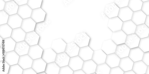 White Hexagonal Background. Luxury White Pattern. Abstract  hexagon geometric background, white hexagon polygonal pattern background, Geometric art deco texture mosaic white background.