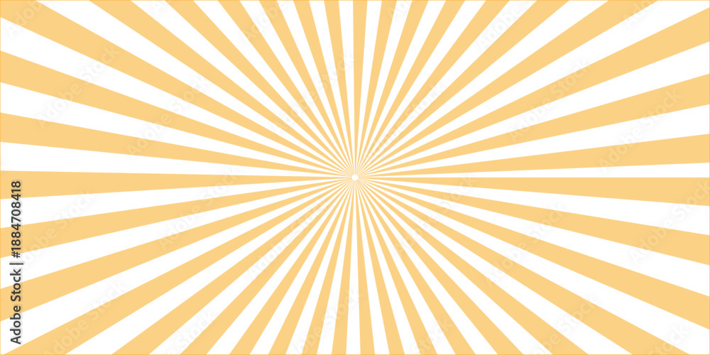 Fototapeta premium An abstract sunburst vector background featuring a bright yellow and orange sunrise design with sunny rays and light beams shining in a warm summer sky starburst illustration