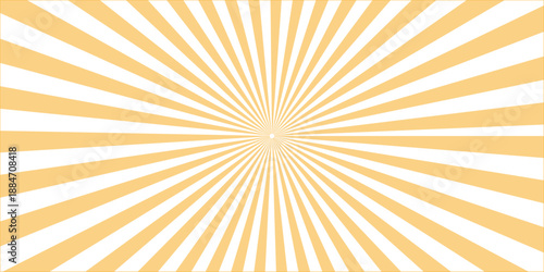 An abstract sunburst vector background featuring a bright yellow and orange sunrise design with sunny rays and light beams shining in a warm summer sky starburst illustration