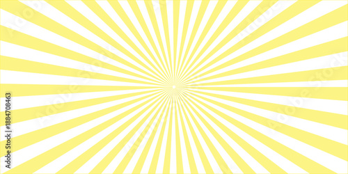 Bright abstract sunburst vector illustration featuring orange and yellow sun rays and starburst beams shining from a hot summer sunrise sky design
