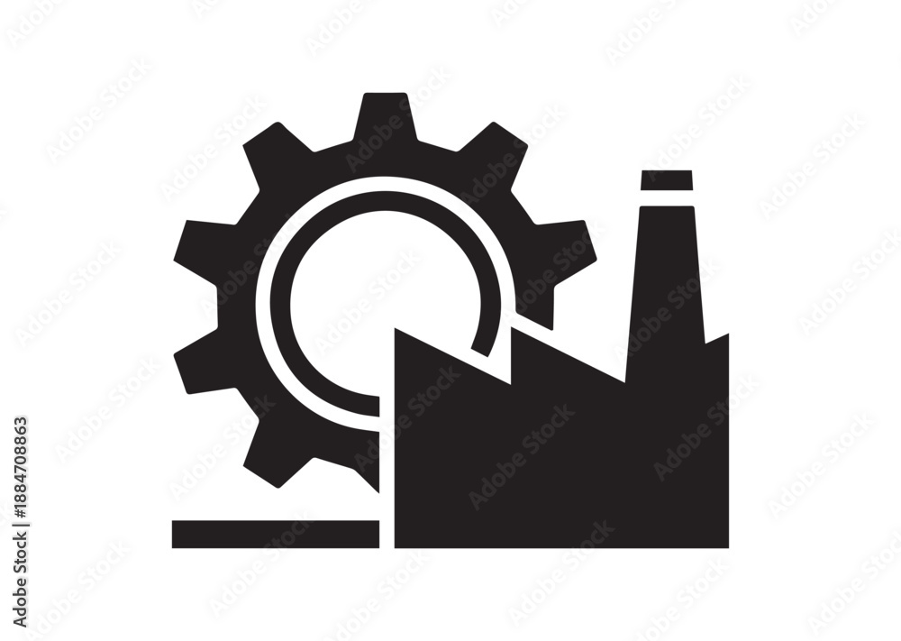 Obraz premium Gear Factory Icon, Editable Solid Vector Illustration