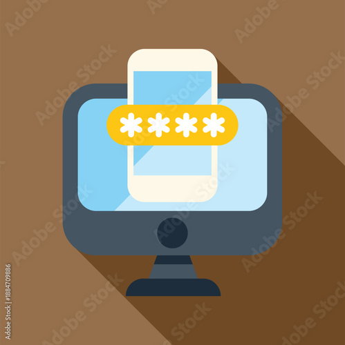 Computer showing a phone with password for secure login protection