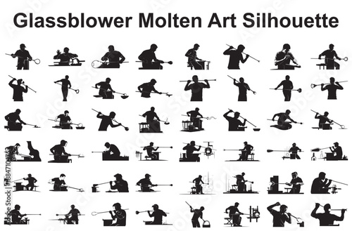 Glassblower molten art silhouette isolated on white background
