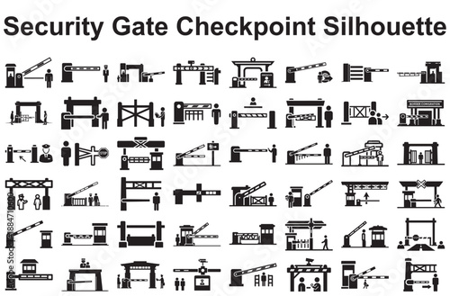 Security gate checkpoint silhouette isolated on white background