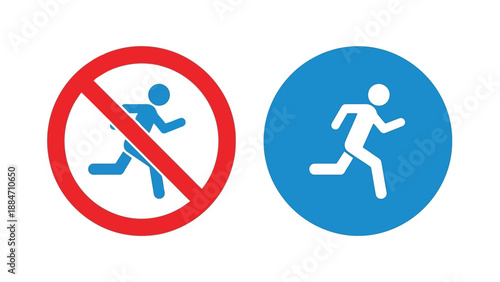 Vector Illustration of Running Man Icons for Safety Signs
