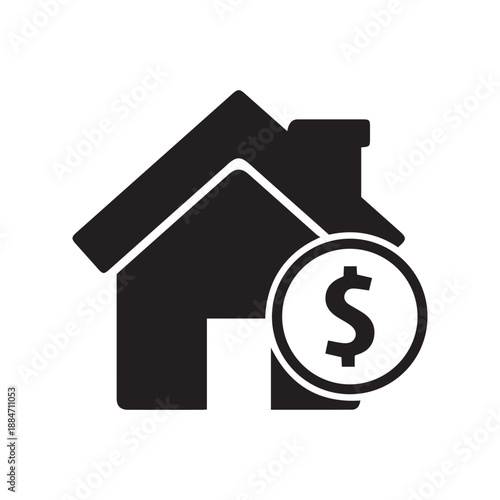 House with coin icon Vector.
