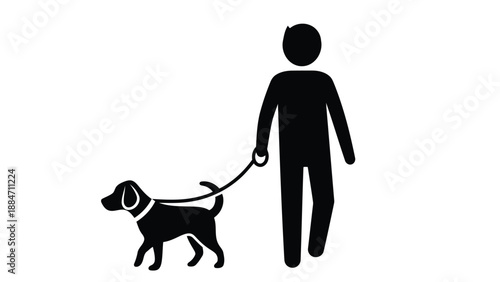 Vector Illustration of a Person Walking a Dog on a Leash