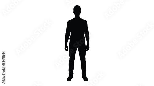 Vector Illustration of a Man Standing in Silhouette Against White Background