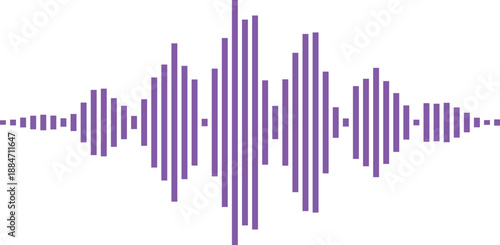 Visual representation of sound waveform with purple bars on white background