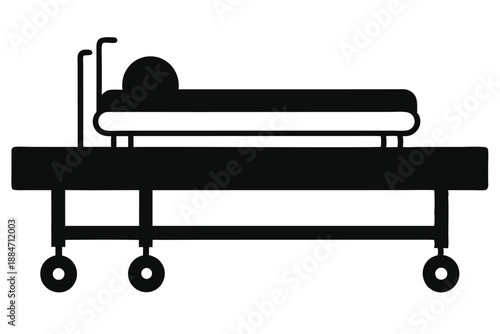 hospital bed silhouette line art vector illustration with a white background