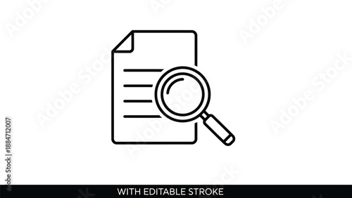 Vector Illustration of Document with Magnifying Glass for Search and Analysis