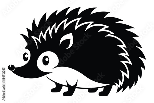 hedgehog silhouette line art vector illustration with a white background