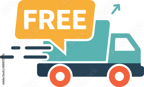 Free Shipping Truck Icon Fast and Convenient Delivery Service Concept