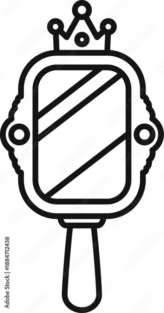 Fototapeta premium Ornate hand mirror with a crown, representing beauty, reflection, and royalty