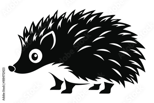 hedgehog silhouette line art vector illustration with a white background