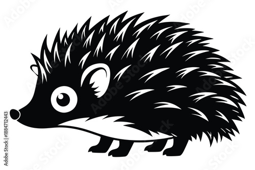 hedgehog silhouette line art vector illustration with a white background