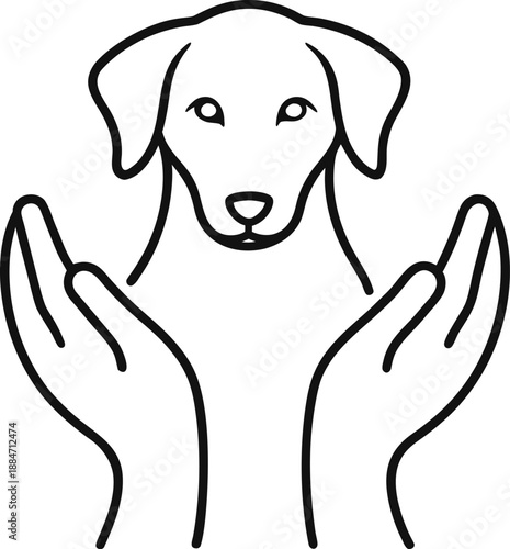 Protective Caring Hands over Animal Pet Welfare Charity Veterinary Rescue Vector Illustration