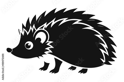 hedgehog silhouette line art vector illustration with a white background