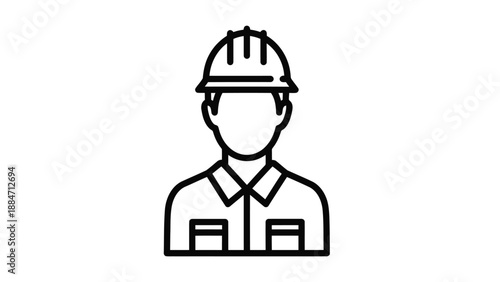 Vector Illustration of a Construction Worker Wearing a Hard Hat
