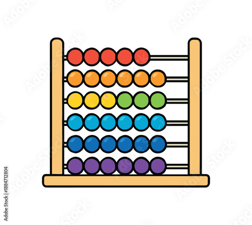 Flat vector illustration of bright wooden counting beads abacus for kids vivid beads