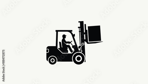 Vector Illustration of a Forklift Operator Handling Cargo