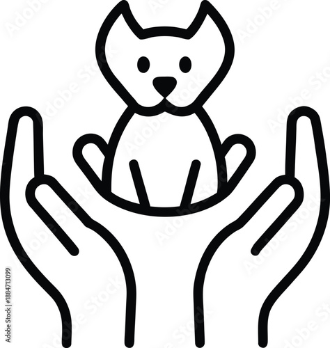 Protective Caring Hands over Animal Pet Welfare Veterinary Shelter Vector Illustration