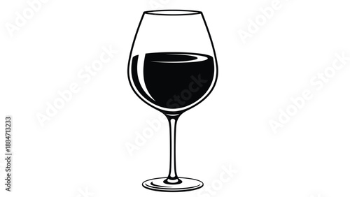 Vector Illustration of a Wine Glass Filled with Red Wine