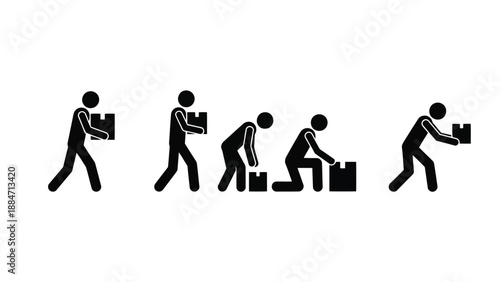 Vector Illustration of People Moving Boxes in Various Positions
