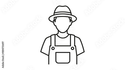 Vector Illustration of a Farmer Wearing Overalls and a Hat
