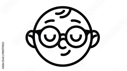 Vector Illustration of a Smiling Elderly Person Wearing Glasses