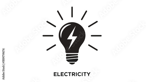 Vector Illustration of a Light Bulb with Lightning Bolt Symbolizing Electricity