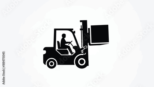 Vector Illustration of a Forklift Operator Handling Cargo