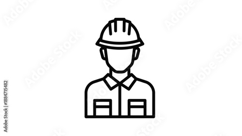 Vector Illustration of a Construction Worker Wearing a Hard Hat
