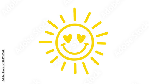 Vector Illustration of a Smiling Sun with Heart Eyes