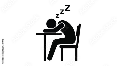 Vector Illustration of a Person Sleeping at a Desk